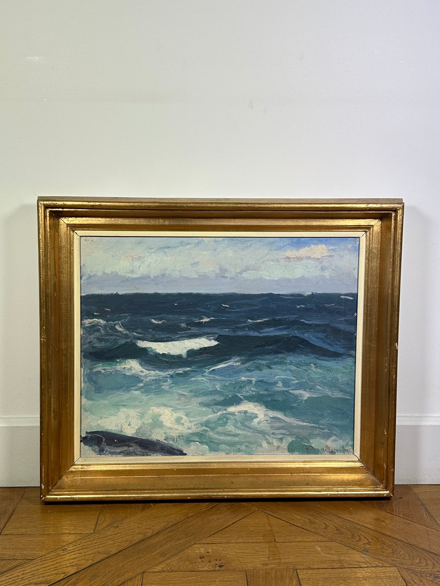 Oscar Hullgren, Marine painting oil on canvas, signed and dated 40