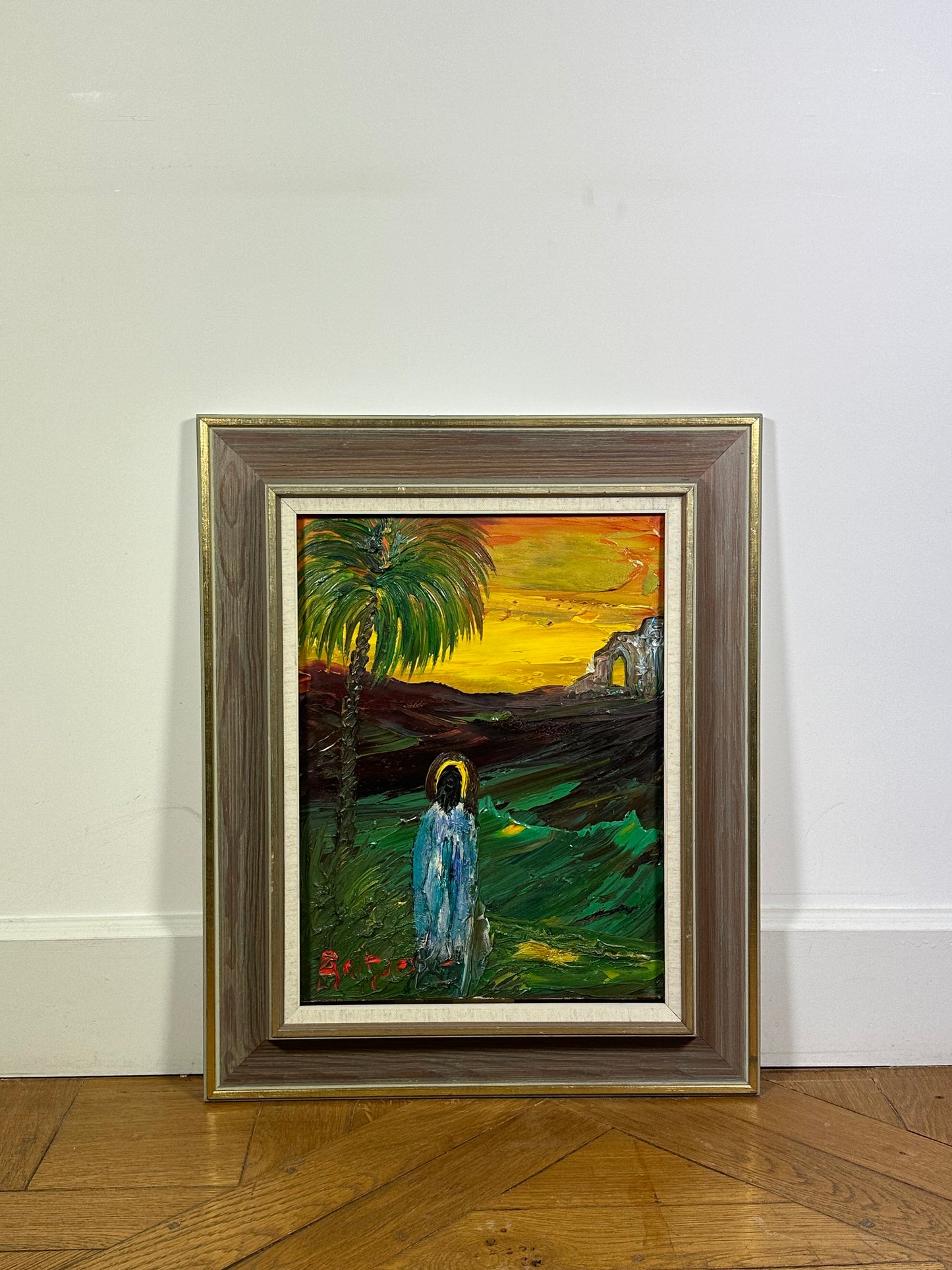 Veikko Aaltona, painting Figure by a palm tree Signed