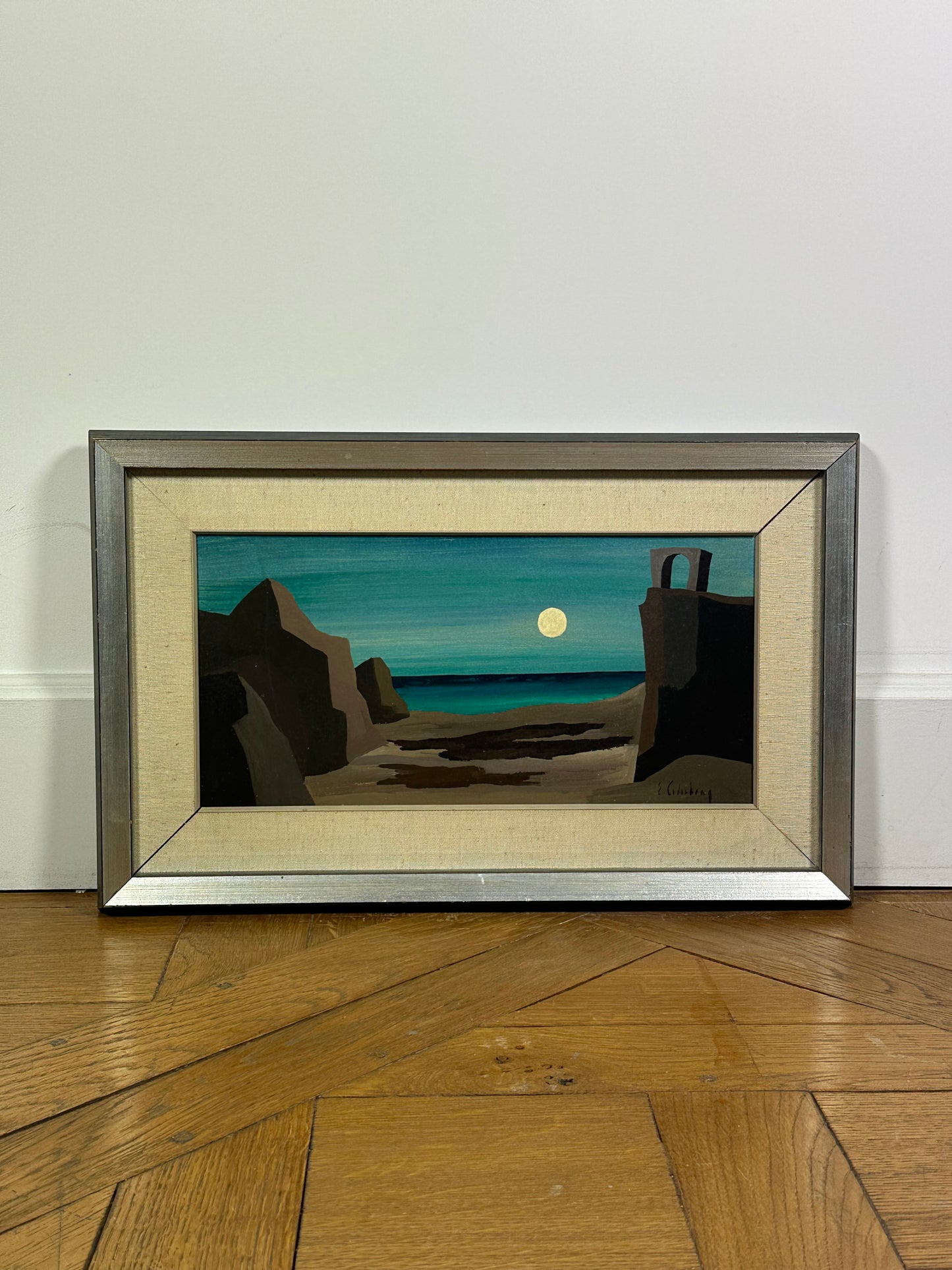 Eric Cederberg, painting "Moonlight" oil on board Signed C 1960