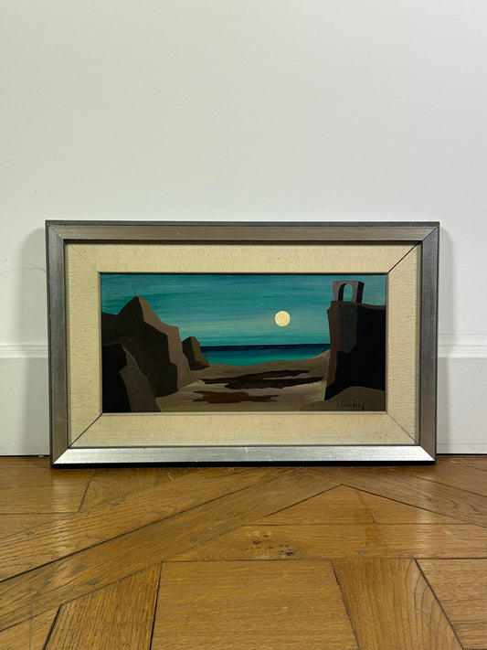 Eric Cederberg, painting "Moonlight" oil on board Signed C 1960