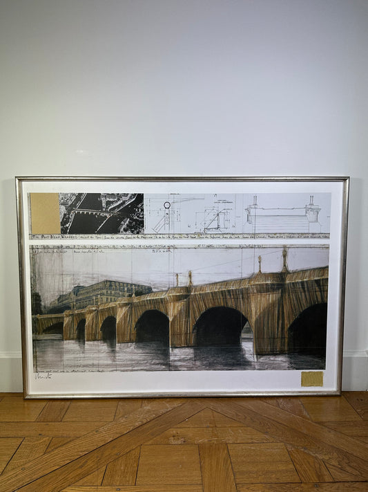 Christo The Pont Neuf Wrapped mixed media glue original fabric hand signed