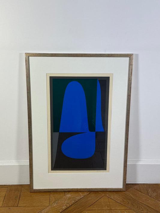 Victor VASARELY, serigraph, blue and black composition signed and numbered D/57