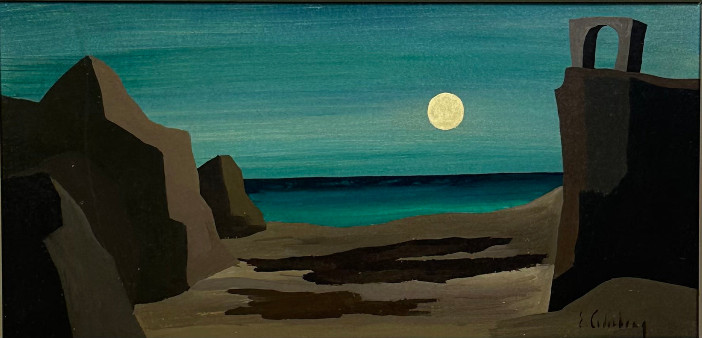 Eric Cederberg, painting "Moonlight" oil on board Signed C 1960