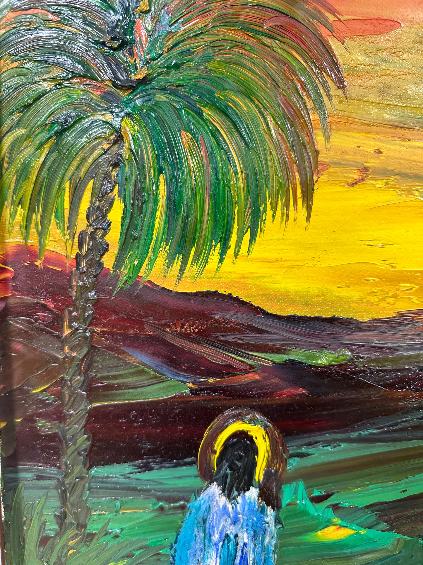 Veikko Aaltona, painting Figure by a palm tree Signed