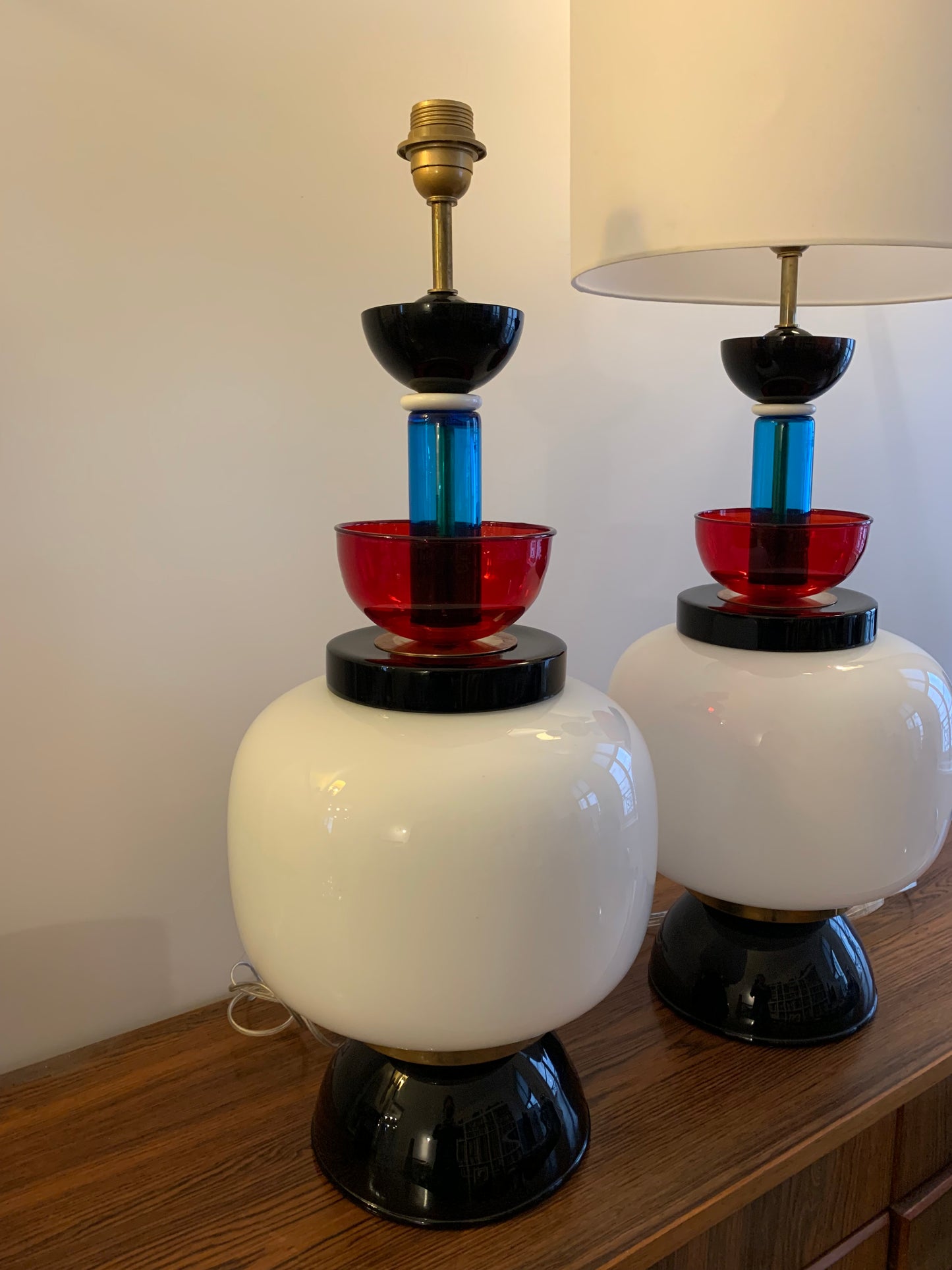 Table Lamps XXL Ettore Sottsass Style in glass Italy Murano 1970