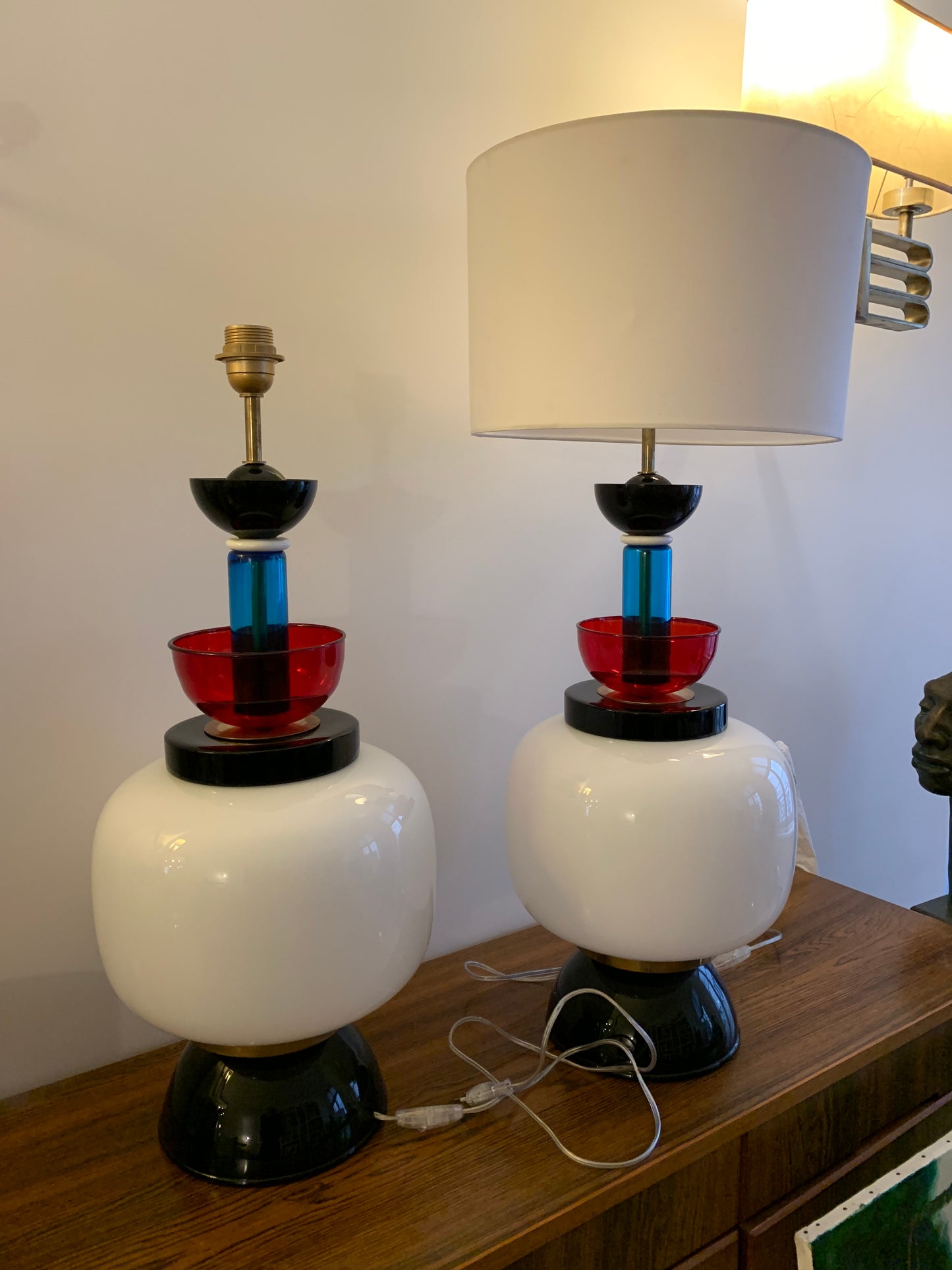 Table Lamps XXL Ettore Sottsass Style in glass Italy Murano 1970