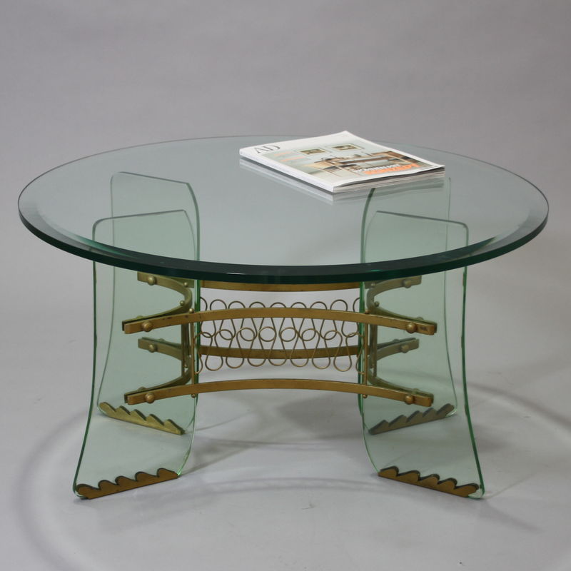 Pietro Chiesa for Fontana Arte Glass and Brass Table Italy 1950