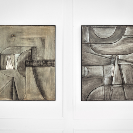Nerone Ceccarelli, Rare Set of 2 Art panels, Metalli Serie, Italy, 1990s, Documented