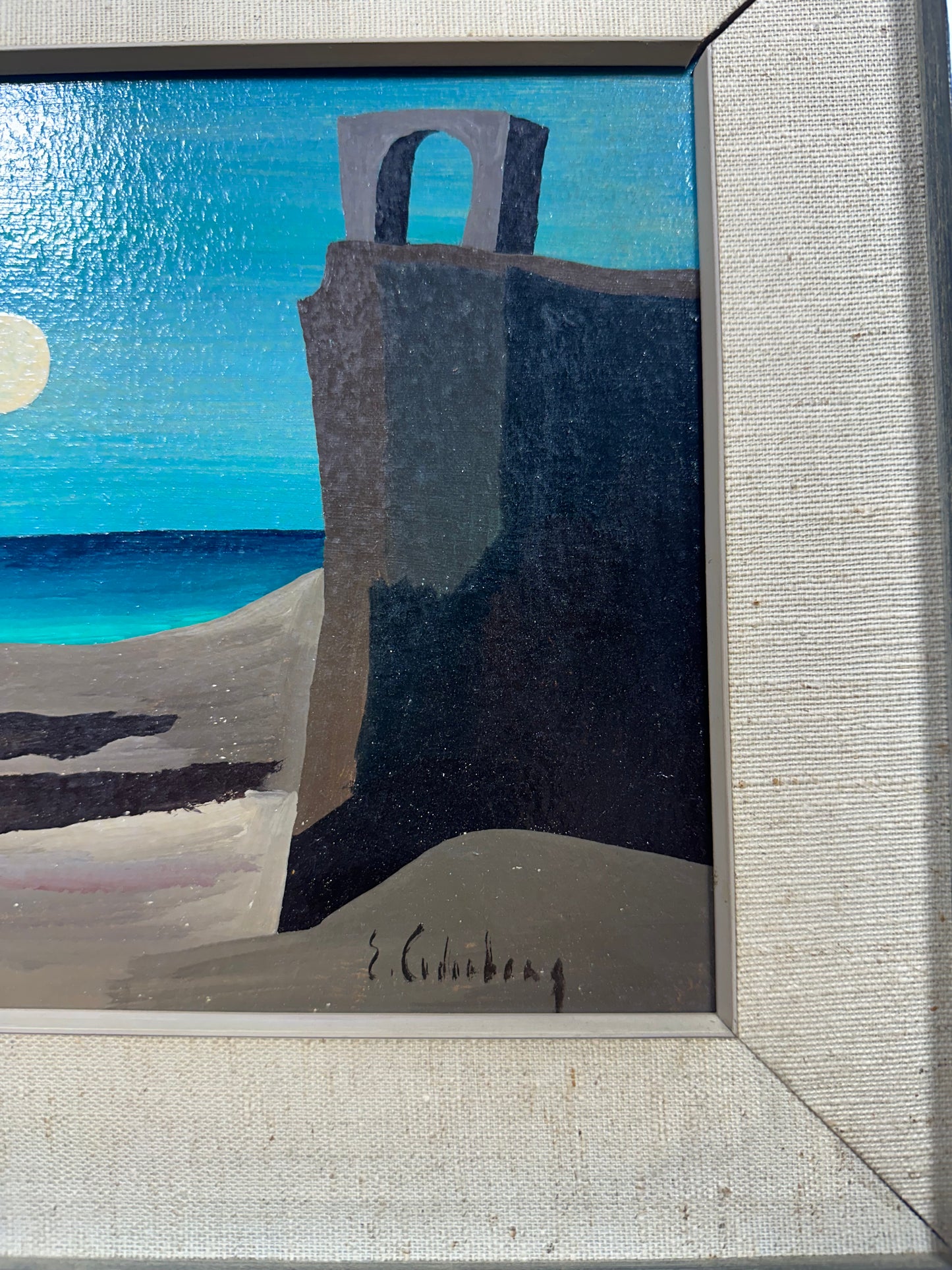 Eric Cederberg, painting "Moonlight" oil on board Signed C 1960