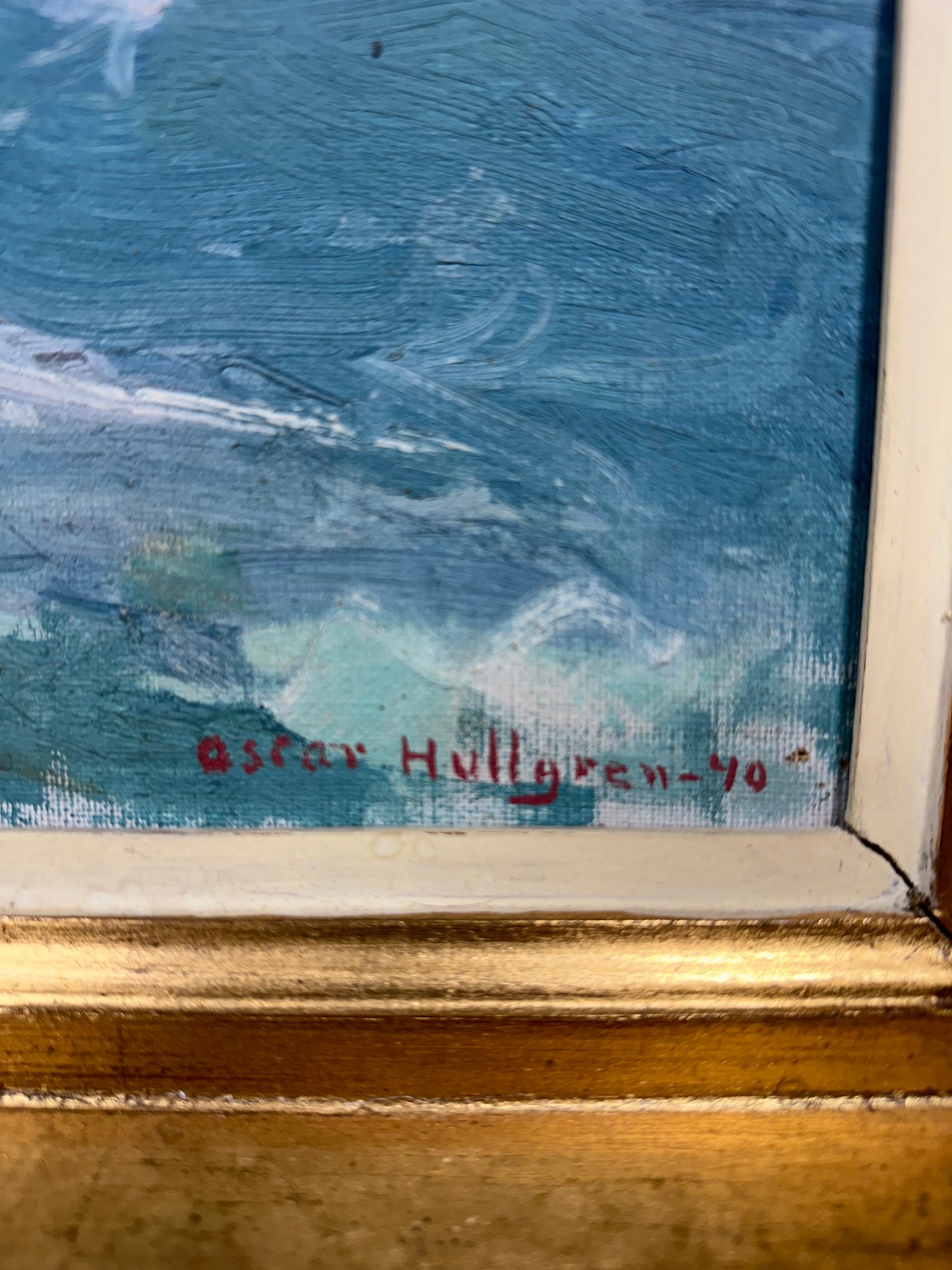 Oscar Hullgren, Marine painting oil on canvas, signed and dated 40