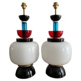 Table Lamps XXL Ettore Sottsass Style in glass Italy Murano 1970