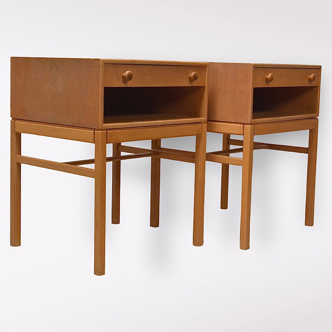 Sven Engström Gunnar Myrstrand bedside tables, "Casino", a pair Oak Sweden 1960