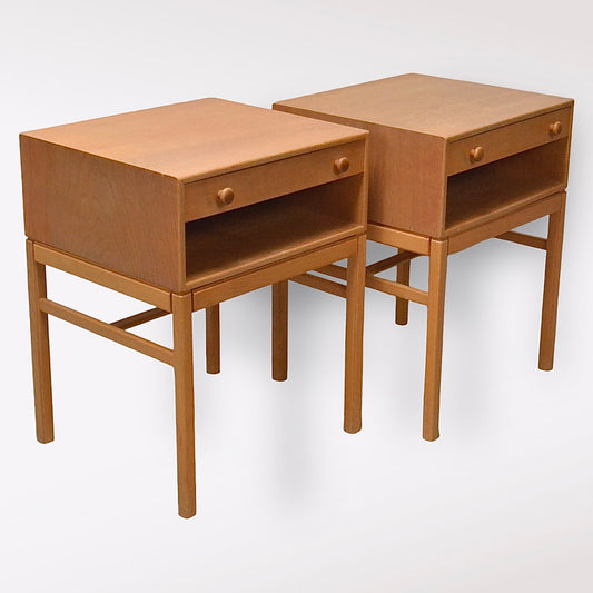 Sven Engström Gunnar Myrstrand bedside tables, "Casino", a pair Oak Sweden 1960