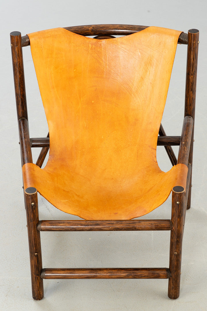 Carl Axel Acking style armchair wood and leather Sweden 1960