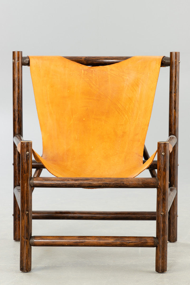 Carl Axel Acking style armchair wood and leather Sweden 1960