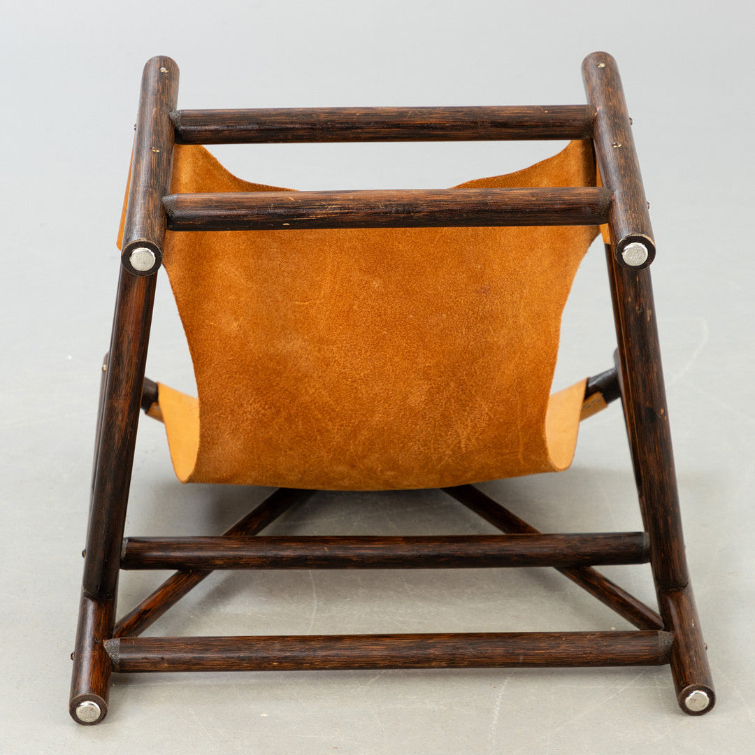 Carl Axel Acking style armchair wood and leather Sweden 1960