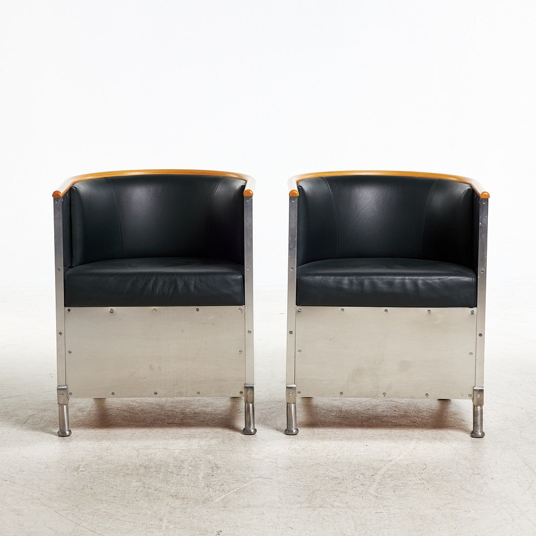 Mats Theselius armchair Källemo AB aluminium and leather Sweden 1990