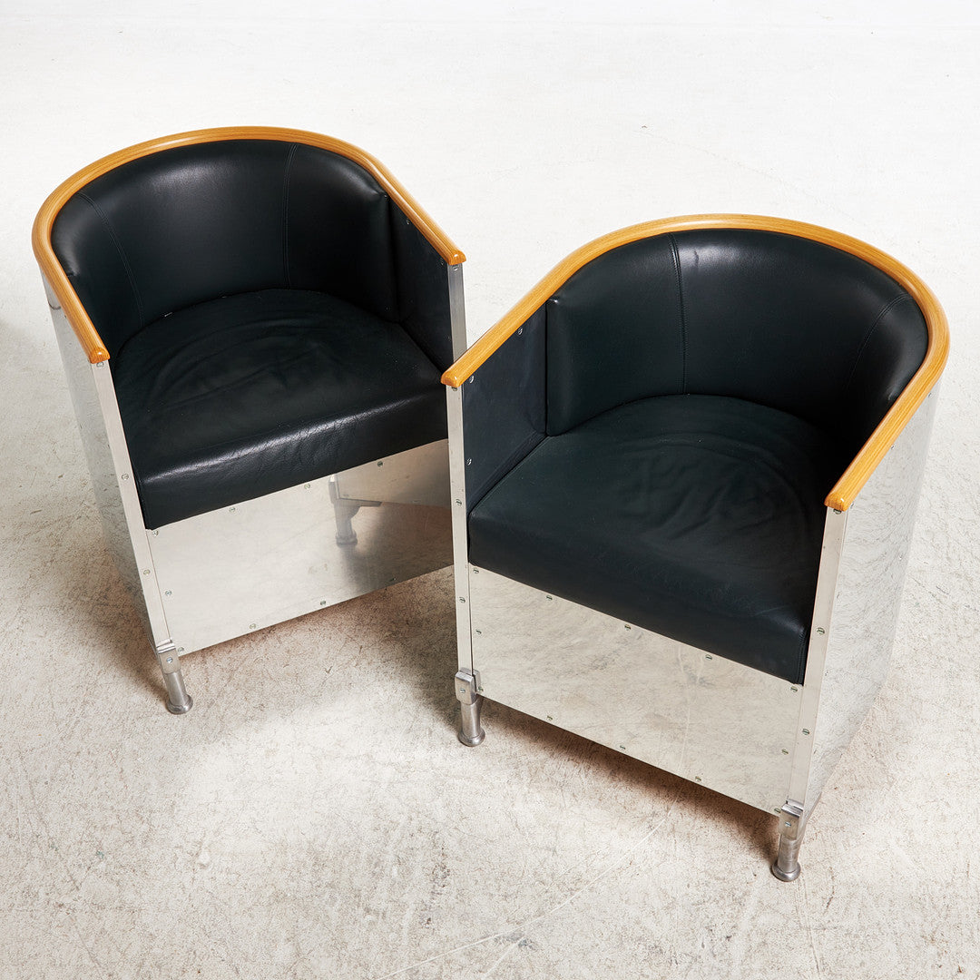 Mats Theselius armchair Källemo AB aluminium and leather Sweden 1990