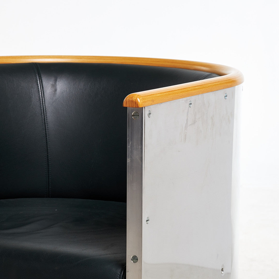 Mats Theselius armchair Källemo AB aluminium and leather Sweden 1990