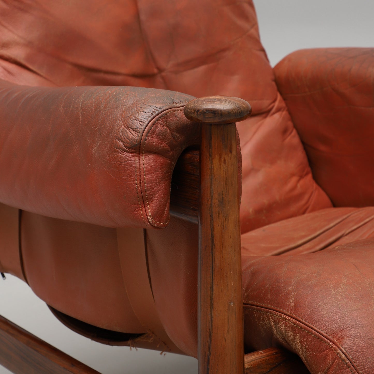 Eric Merthen Amiral Armchair with Pouf Rosewood  Ire Möbler, Sweden 1960