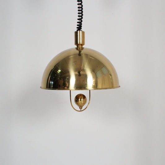 Florian Schulz Pendant Brass with Weight Light, Germany, 1970