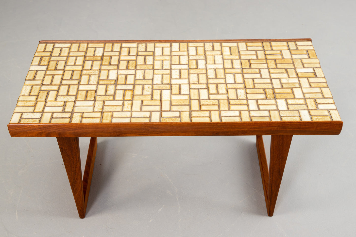 Peter Lovig coffee table teak and ceramic Denmark 1950 Stamped