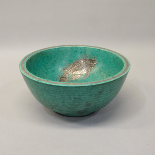 Wilhelm Kage bowl in Ceramic and Silver 'Argenta' Gustavsberg Sweden 1940s