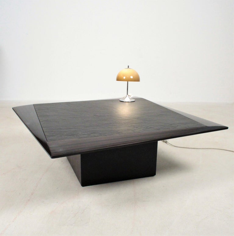 Table Attributed to Tobia Scarpa, Ebony and slate Italy, 1970