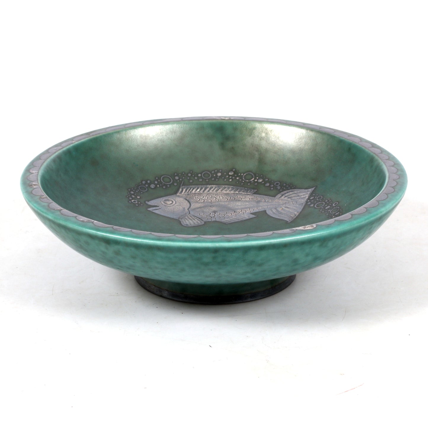 Wilhelm Kage Argenta Ceramic Bowl for Gustavsberg Sweden 1940s Marked