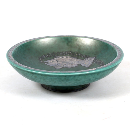 Wilhelm Kage Argenta Ceramic Bowl for Gustavsberg Sweden 1940s Marked
