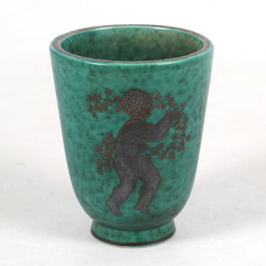 Wilhelm Kage vase 'argenta' for Gustavsberg Sweden 1940s Marked