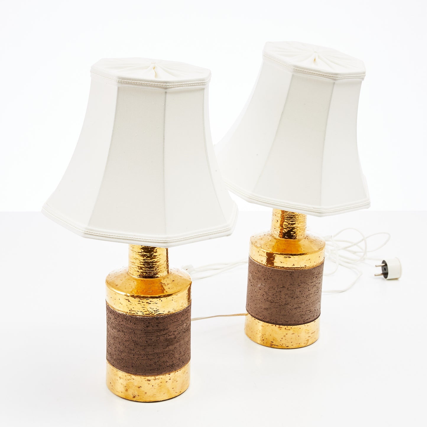 Bitossi table lamp a pair gold ceramic Italy 1970