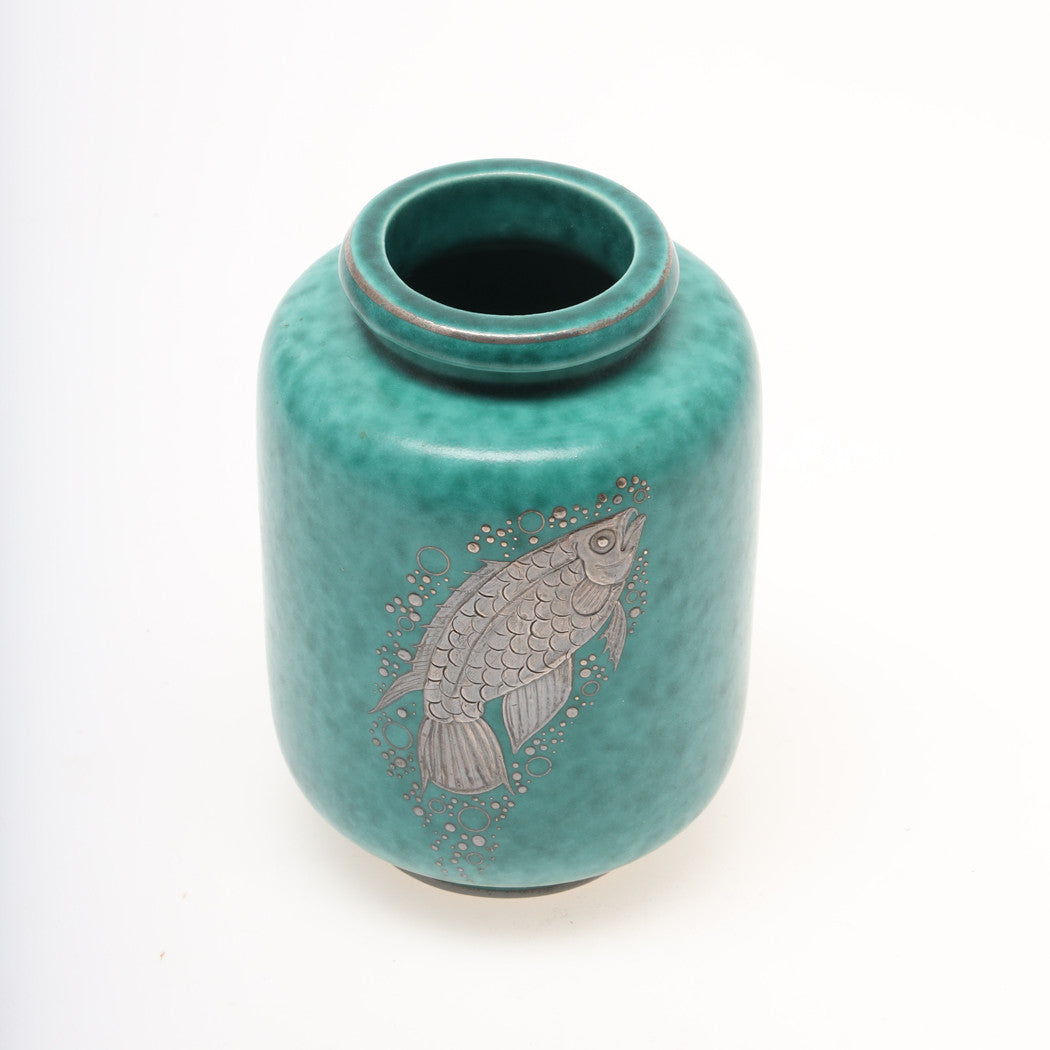 Wilhelm Kage vase 1076 IE 'Argenta' Gustavsberg Sweden 1940s Marked