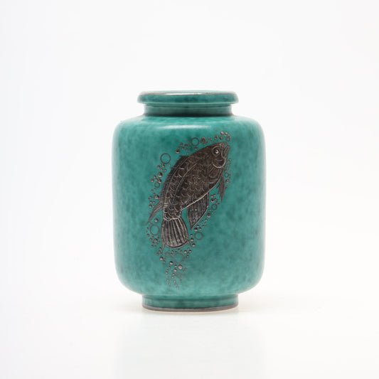 Wilhelm Kage vase 1076 IE 'Argenta' Gustavsberg Sweden 1940s Marked