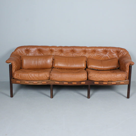 Sven Ellekaer Sofa Brown leather for Coja Sweden 1960