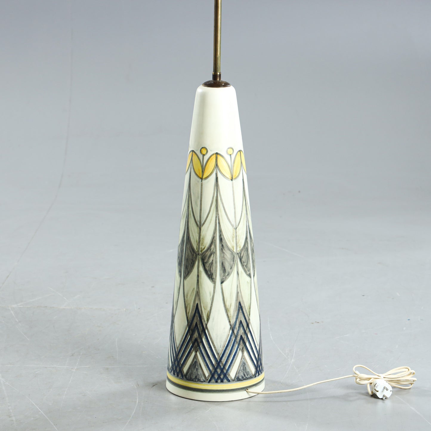 Rigmor Nielsen Floor lamp Hand painted ceramic and brass for Soholm Sweden 1960