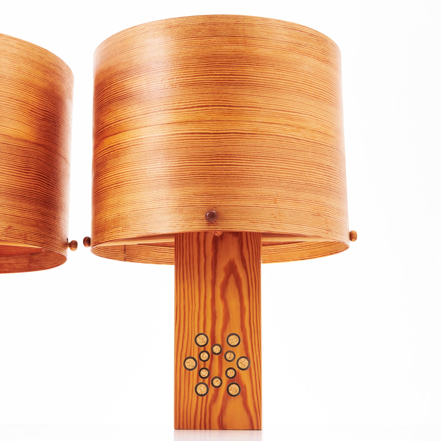 Pair of Table lamp in pine wood - Anonymous France 1970