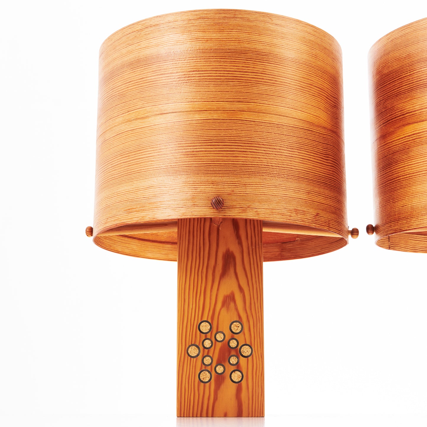 Pair of Table lamp in pine wood - Anonymous France 1970