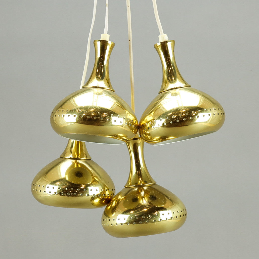 Hans-Agne Jakobsson Perforated Brass Pendants for Markaryd 1960