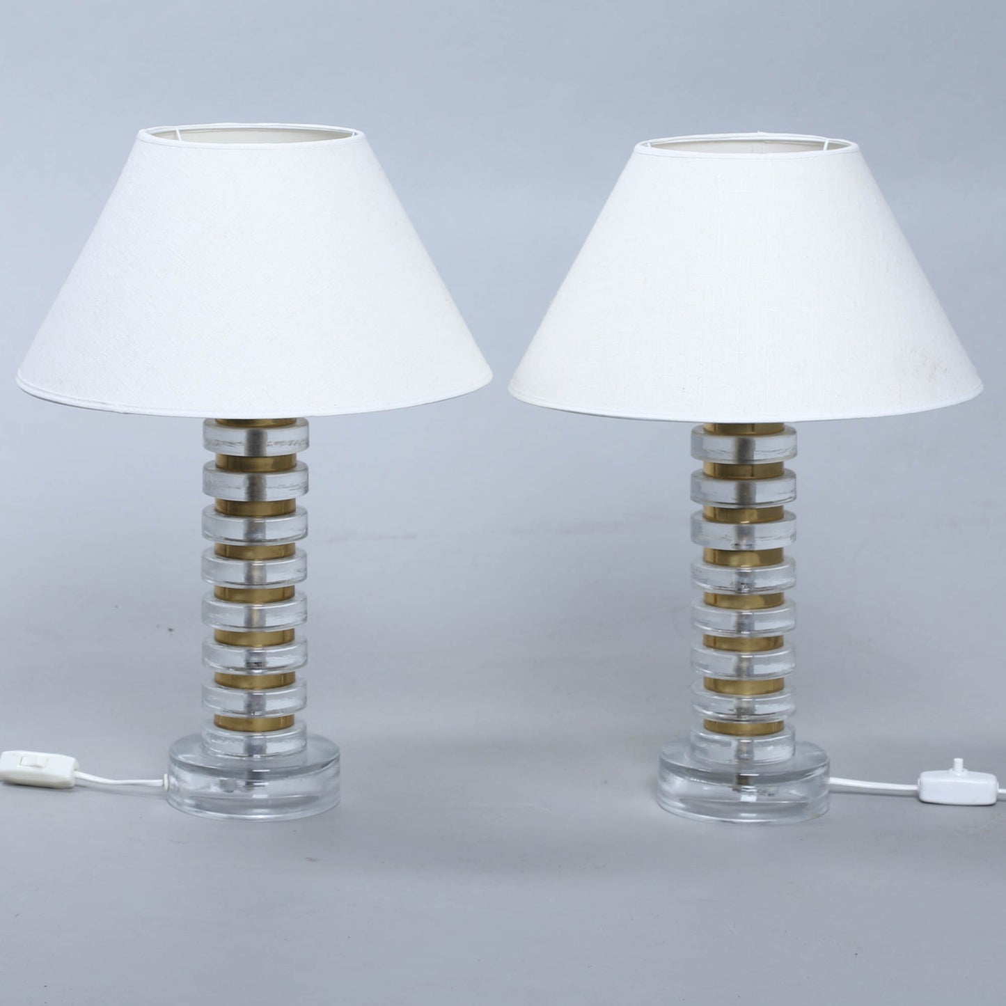 Carl Fagerlund table lamps - a pair in molded glass and brass Sweden 1960