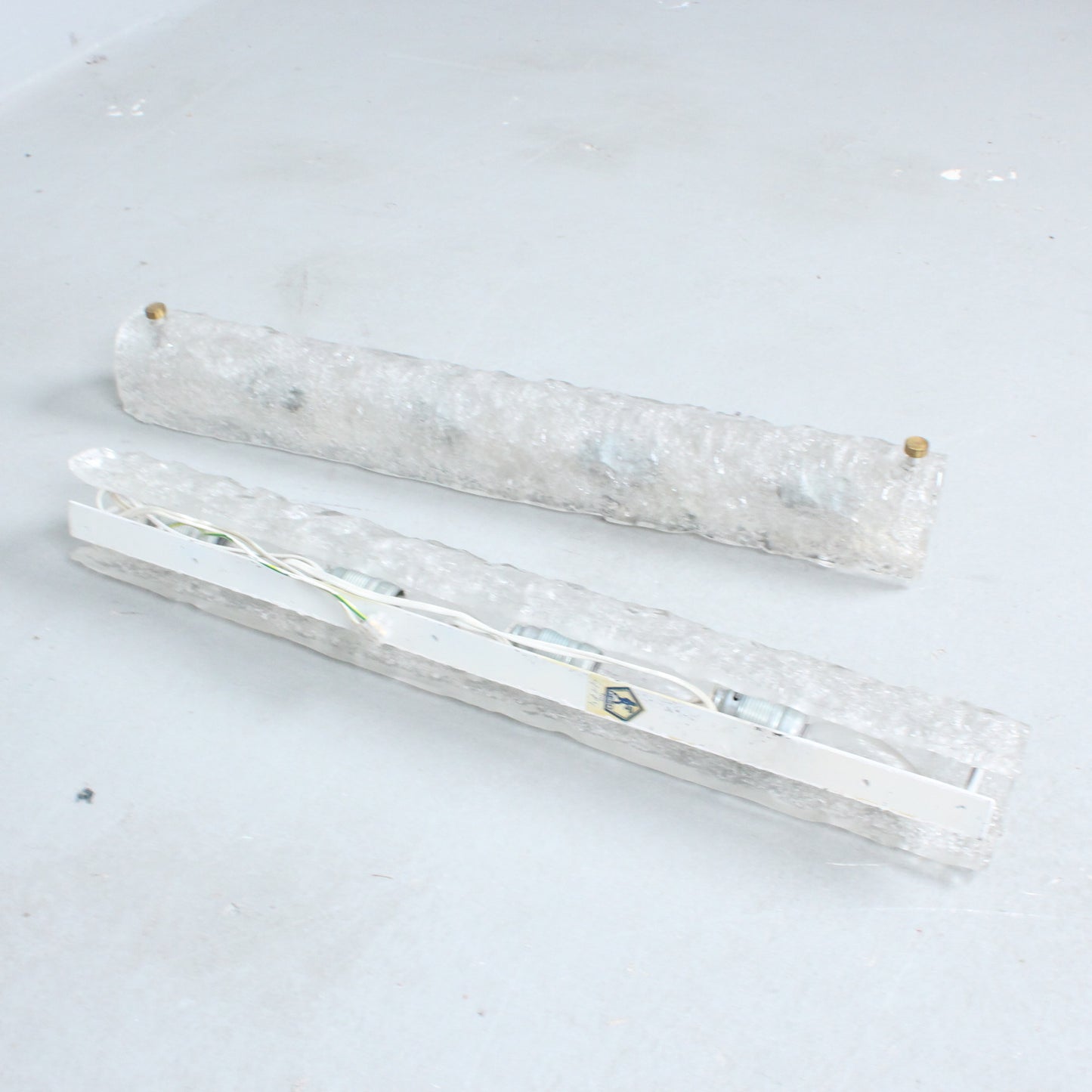 HILLEBRAND Pair of ice glass wall lamps 1970s Germany