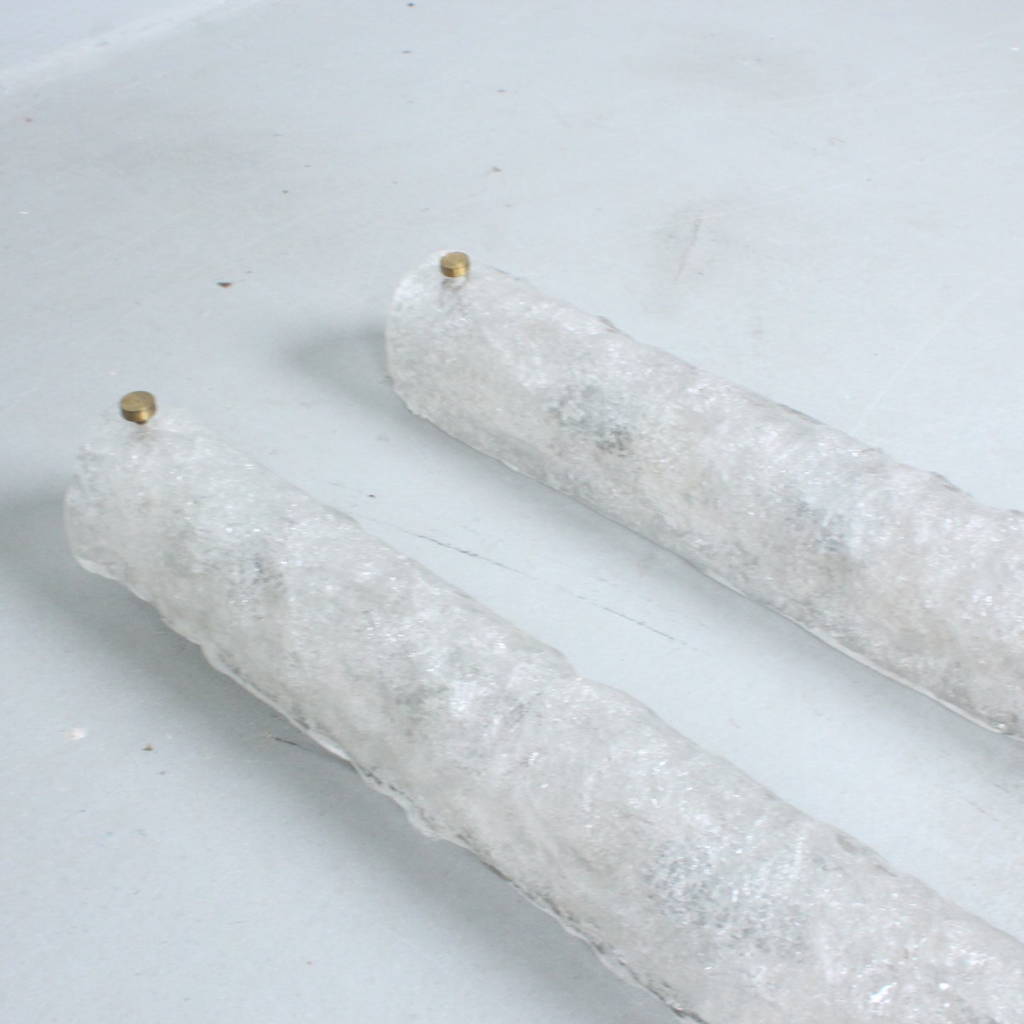 HILLEBRAND Pair of ice glass wall lamps 1970s Germany