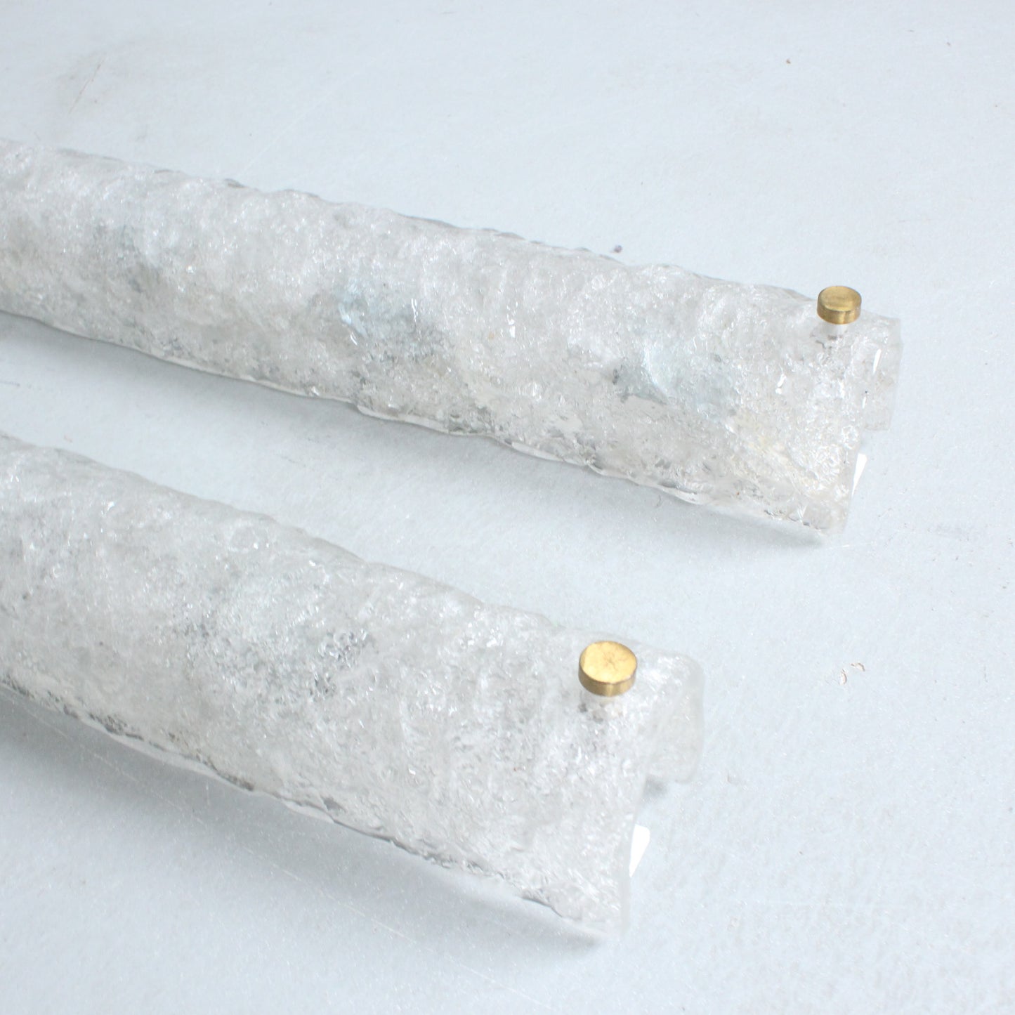 HILLEBRAND Pair of ice glass wall lamps 1970s Germany