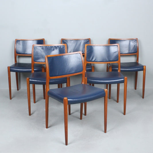 NIELS OTTO MOLLER 6 chairs/dining room chairs model 80 Denmark 1960