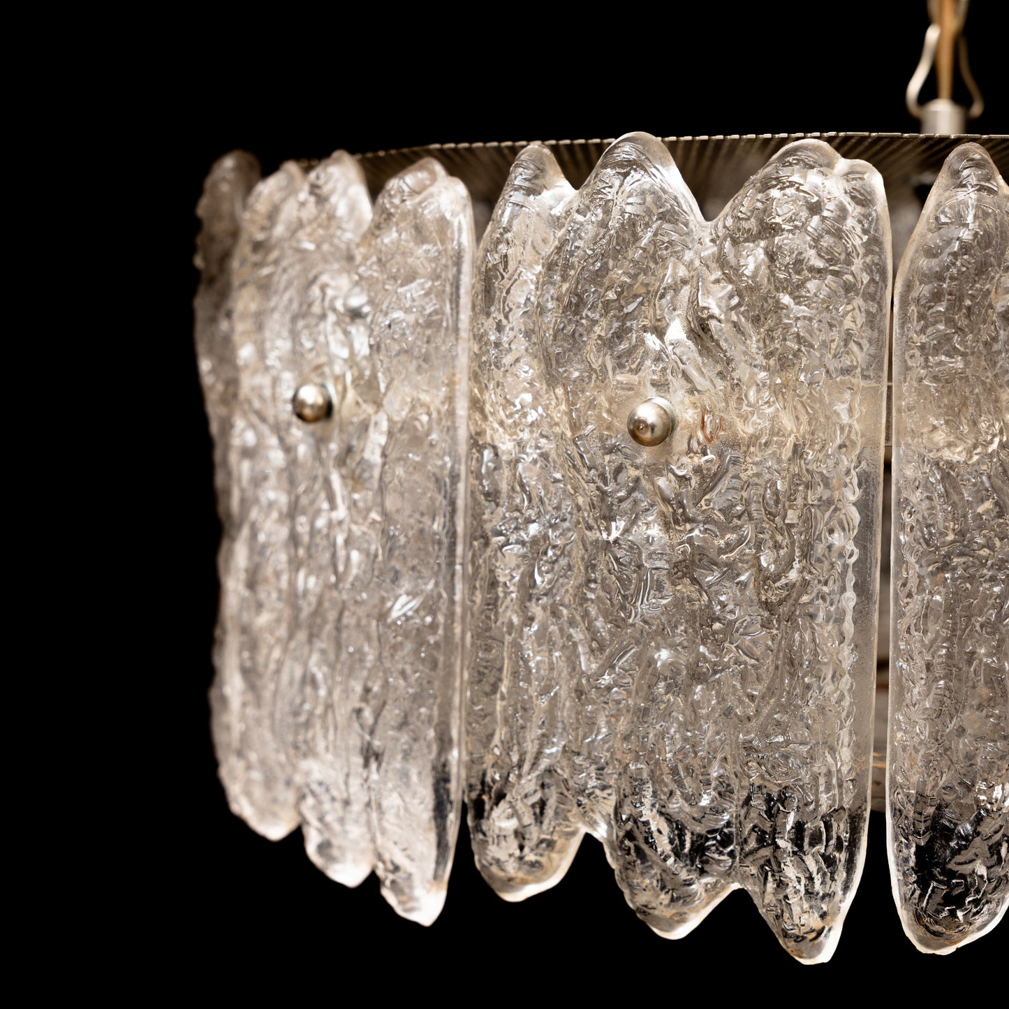 Carl Fagerlund Ice Sculpted Crystal Glass Pendant For Orrefors, Sweden 1960