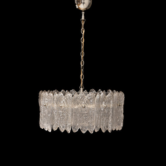 Carl Fagerlund Ice Sculpted Crystal Glass Pendant For Orrefors, Sweden 1960