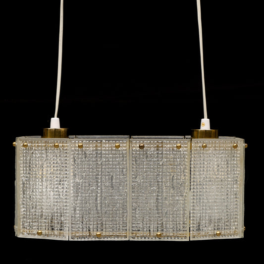 Ceiling light molded glass and brass by Orrefors Sweden 1960