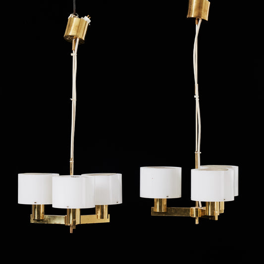 Hans Agne Jakobsson chandelier 3 arms from AB MARKARYD Sweden 1960 marked