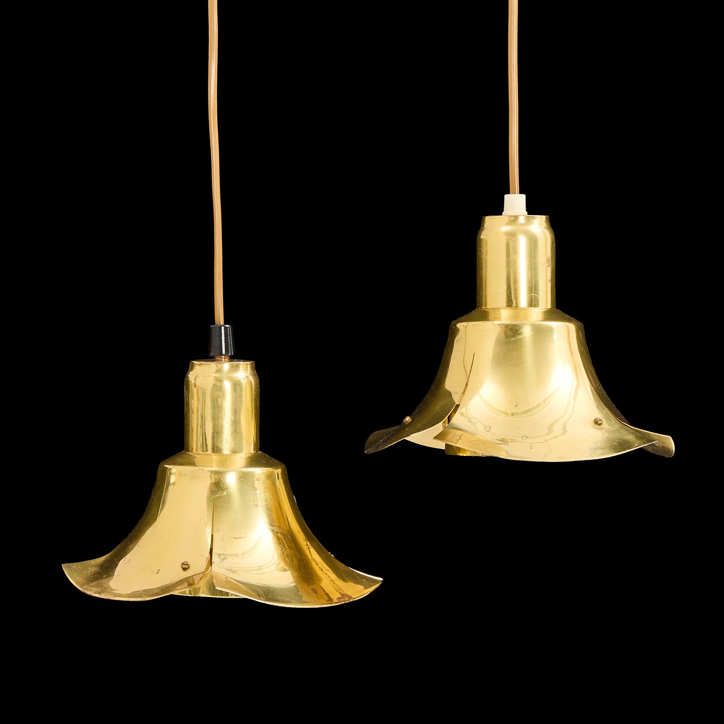 LARS HOLMSTRÖM A pair of brass ceiling lamps stamped Sweden 1960s