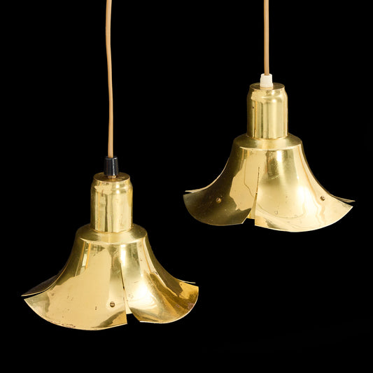 LARS HOLMSTRÖM A pair of brass ceiling lamps stamped Sweden 1960s